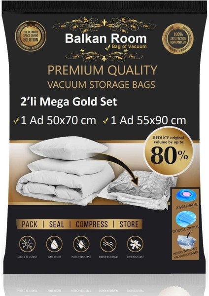 Vakum Hurcu 2’li Mega Gold Set Vakumlu Hurç Vakumlu Poşet