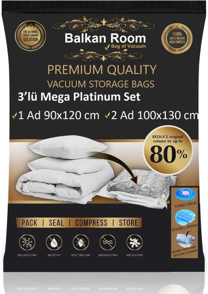 Vakum Hurcu 3’lü Mega Platinum Set Vakumlu Hurç Vakumlu Poşet