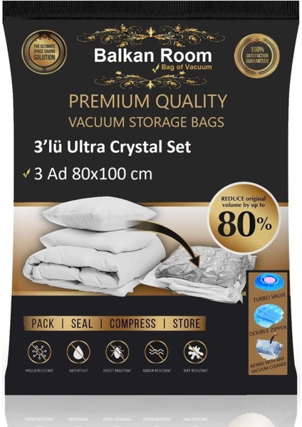 Vakum Hurcu 3’lü Ultra Crystal Set Vakumlu Hurç Vakumlu Poşet