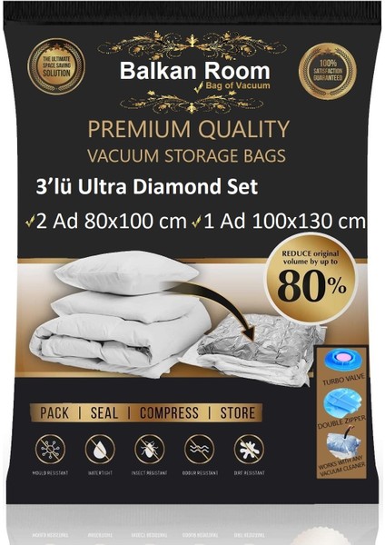 Balkan Room Vakum Hurcu 3’lü Ultra Diamond Set Vakumlu Hurç Vakumlu Poşet