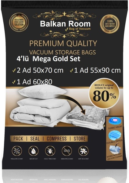 Vakum Hurcu 4’lü Mega Gold Set Vakumlu Hurç Vakumlu Poşet