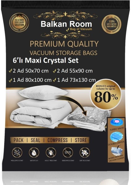 Vakum Hurcu 6'lı Maxi Crystal Set Vakumlu Hurç Vakumlu Poşet