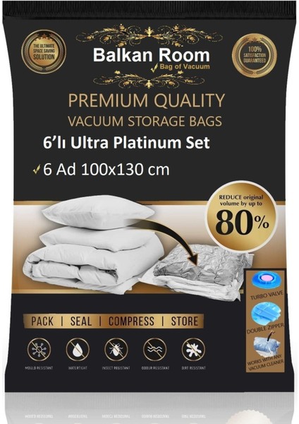 Balkan Room Vakum Hurcu 6'lı Ultra Platinum Set Vakumlu Hurç Vakumlu Poşet