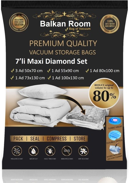 Vakum Hurcu 7’li Maxi Diamond Set Vakumlu Hurç Vakumlu Poşet
