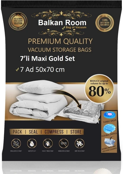 Balkan Room Vakum Hurcu 7’li Maxi Gold Set Vakumlu Hurç Vakumlu Poşet