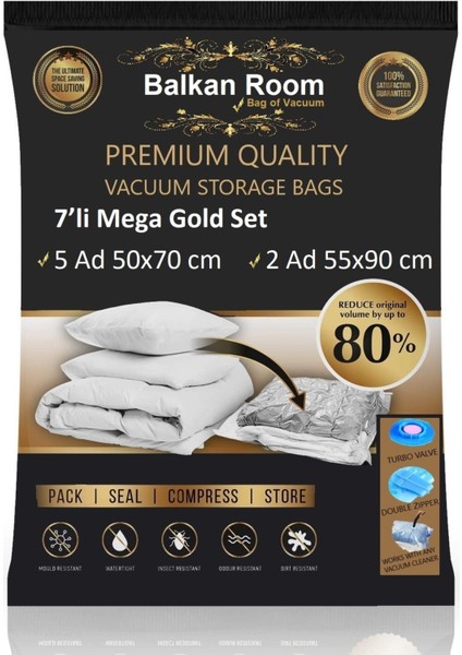 Vakum Hurcu 7’li Mega Gold Set Vakumlu Hurç Vakumlu Poşet