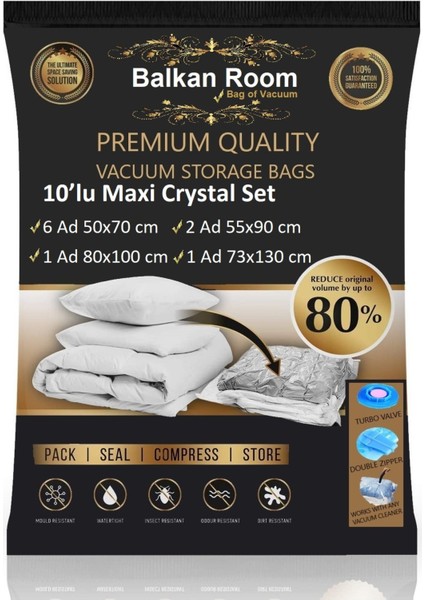 Vakum Hurcu 10'lu Maxi Crystal Set Vakumlu Hurç Vakumlu Poşet
