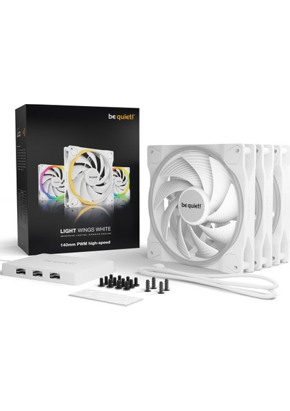 Light Wings White 140MM Pwm Premium Argb Kasa Fanı 4-Pin 3'lü Paket BL103