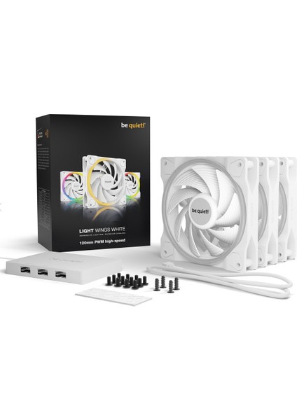 Be Quiet! Light Wings White 120MM Pwm 2500 Rpm Premium Argb Kasa Fanı 4-Pin 3'lü Paket BL101