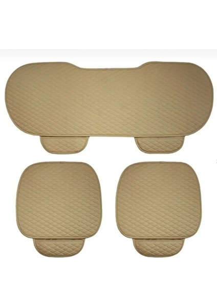 Aston Martin Araçlar Için Araba Koltuk Minderi Takımı 3 Parça, Ön ve Arka Takım Bej Deri Bej Desen modelleri