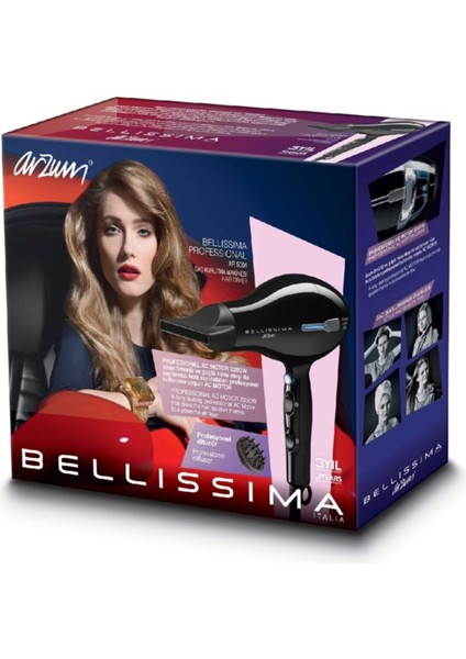 AR5004 Bellissima Profesyonel Ac 2200 Watt Saç Kurutma Makinesi - Siyah modelleri