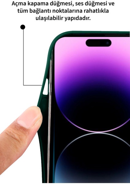 Deilmi Freya Yeşil IOS 14 Pro Uyumlu Buzlu Arka Kapak Parlak Çerçeve Tam Kamera Koruma Silikon Freya Kapak Kılıf