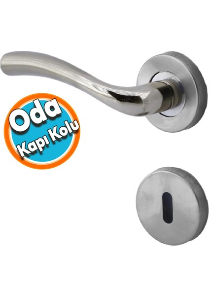Rozetli Oda Kapı Kolu Sağa ve Sola Uygun Nikel 1 Takım