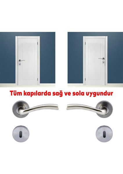 Rozetli Oda Kapı Kolu Sağa ve Sola Uygun Nikel 1 Takım modelleri
