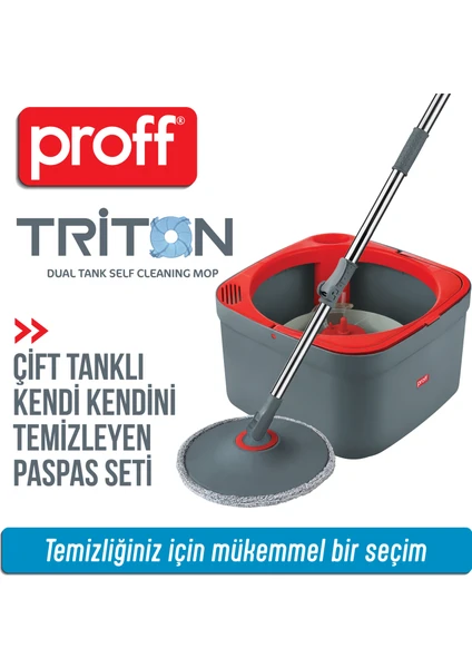 Proff Yeni Triton 170° Spin Mop Temiz Kirli Su Tanklı 2 Lt Temiz Su Kapasitesi