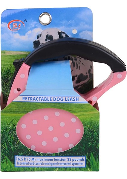 Makaralı Otomatik 5 Metre Tasma-Pembe