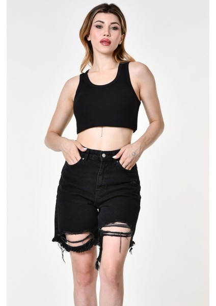 Top Secret Rela Bermuda Püsküllü Şort - Füme Füme - 36