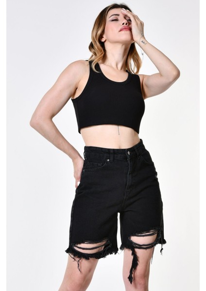 Top Secret Rela Bermuda Püsküllü Şort - Füme Füme - 36 indirimleri