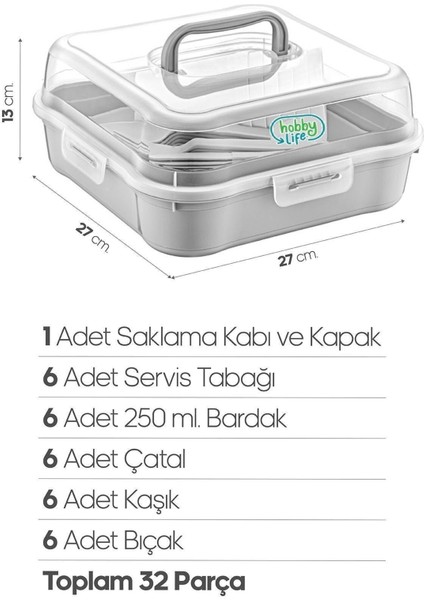 32 Parça 6 Kişilik Çantalı Magic Piknik Seti
