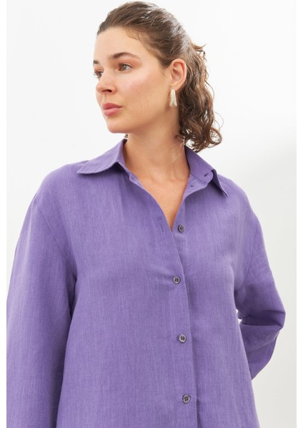 Mor Keten Oversize Gömlek fiyatları