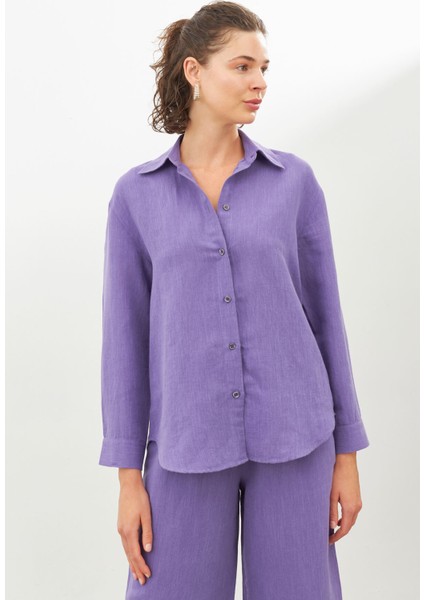 Mor Keten Oversize Gömlek modelleri