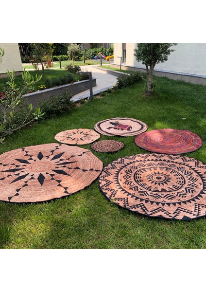 Baykuş Desenli Yuvarlak Dekoratif Kilim