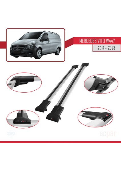 Mercedes Vito (W447) 2014 ve Sonrası ile Uyumlu Fly Model Ara Atkı Tavan Barı Gri