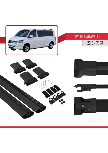 Volkswagen Caravelle (T6) 2015 ve Sonrası ile Uyumlu Fly Model Ara Atkı Tavan Barı Siyah indirimleri