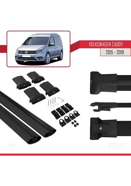 Volkswagen Caddy 2015-2019 Arası ile Uyumlu Fly Model Ara Atkı Tavan Barı Siyah indirimleri