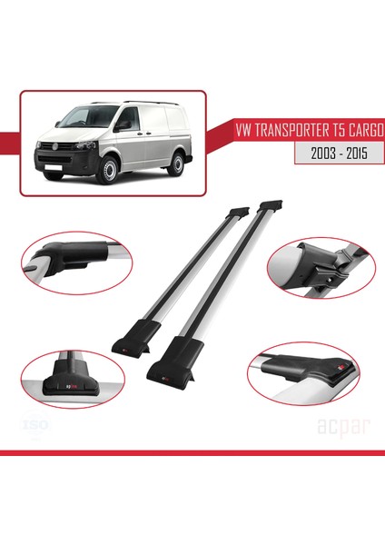 Volkswagen (T5) 2003-2015 Arası ile Uyumlu Fly Model Ara Atkı Tavan Barı Gri modelleri