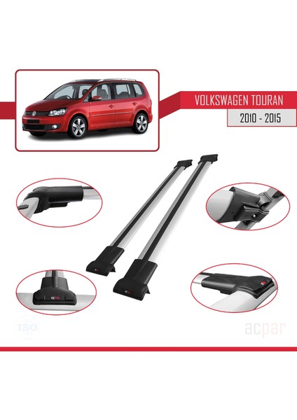 Volkswagen Touran 2010-2015 Arası ile Uyumlu Fly Model Ara Atkı Tavan Barı Gri