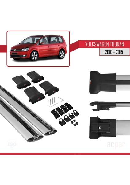 Volkswagen Touran 2010-2015 Arası ile Uyumlu Fly Model Ara Atkı Tavan Barı Gri