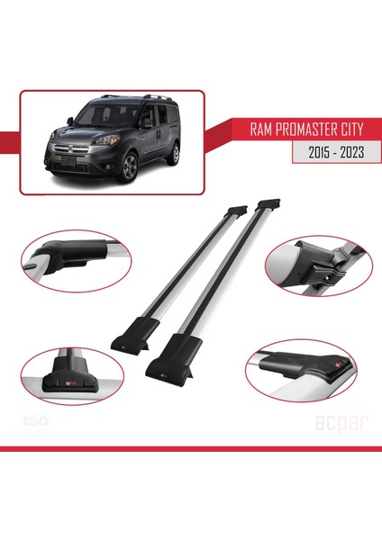 Ram Promaster City 2015 ve Sonrası ile Uyumlu Fly Model Ara Atkı Tavan Barı Gri fırsatları