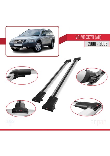 Volvo XC70 (Au) 2000-2008 Arası ile Uyumlu Fly Model Ara Atkı Tavan Barı Gri fırsatları