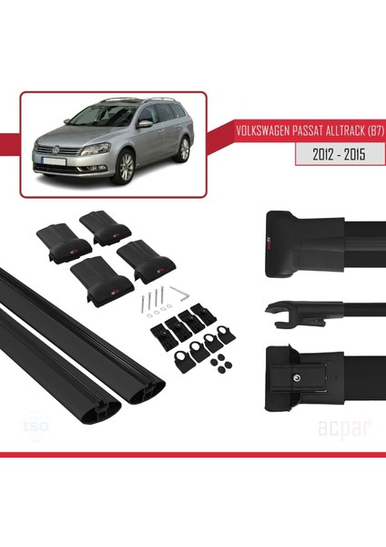 Volkswagen Passat Alltrack (B7) 2012-2015 Arası ile Uyumlu Fly Model Ara Atkı Tavan Barı Siyah indirimleri