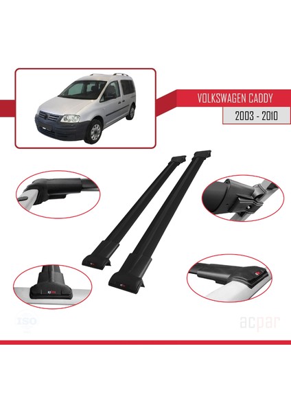 Volkswagen Caddy 2003-2010 Arası ile Uyumlu Fly Model Ara Atkı Tavan Barı Siyah fırsatları