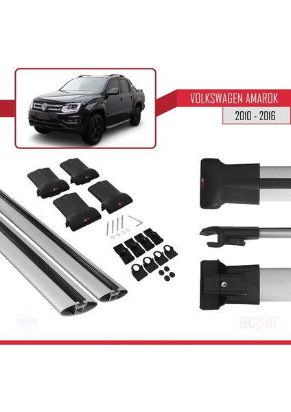 Volkswagen Amarok 2010-2016 Arası ile Uyumlu Fly Model Ara Atkı Tavan Barı Gri