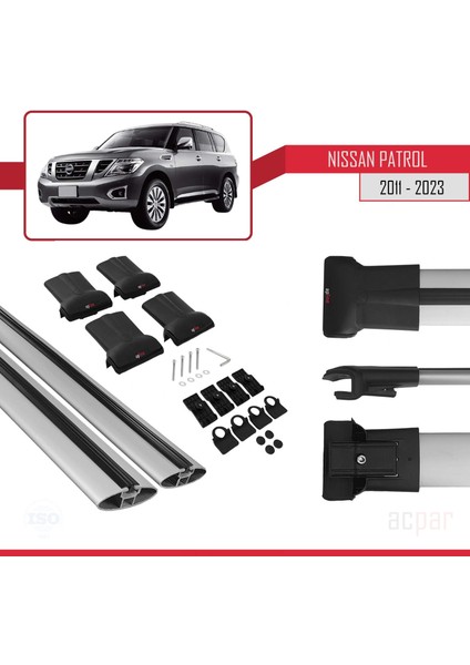 Nissan Patrol Y62 2011 ve Sonrası ile Uyumlu Fly Model Ara Atkı Tavan Barı Gri indirimleri