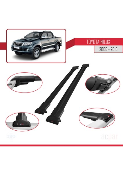 Toyota Hilux 2006-2016 Arası ile Uyumlu Fly Model Ara Atkı Tavan Barı Siyah fırsatları