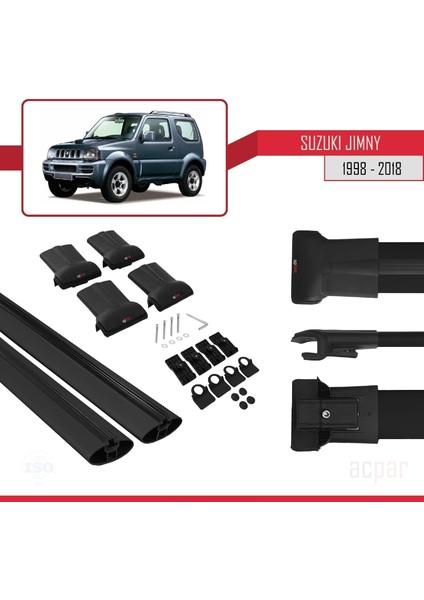 Suzuki Jimny 1998-2018 Arası ile Uyumlu Fly Model Ara Atkı Tavan Barı Siyah indirimleri