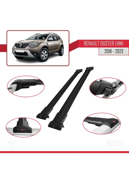 Renault Duster (Hm) 2018 ve Sonrası ile Uyumlu Fly Model Ara Atkı Tavan Barı Siyah fırsatları