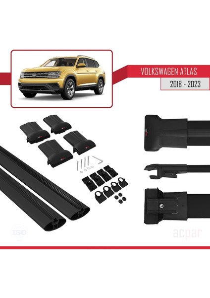 Volkswagen Atlas 2018 ve Sonrası ile Uyumlu Fly Model Ara Atkı Tavan Barı Siyah indirimleri