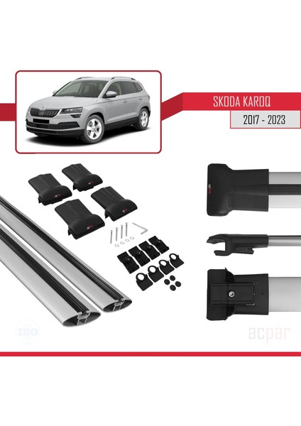 Skoda Karoq 2017 ve Sonrası ile Uyumlu Fly Model Ara Atkı Tavan Barı Gri indirimleri