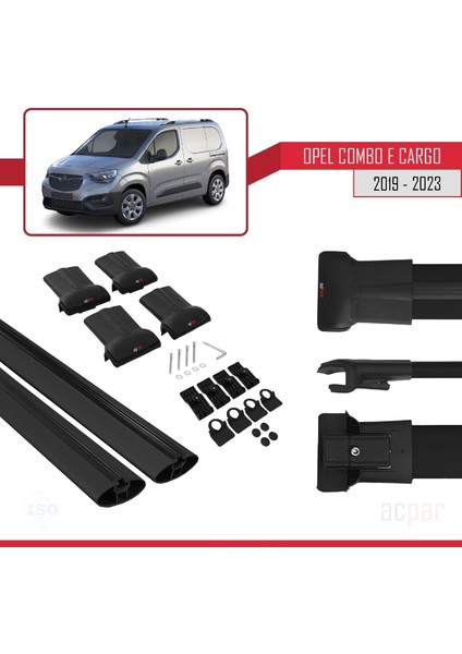 Opel Combo (E) Panelvan 2019 ve Sonrası ile Uyumlu Fly Model Ara Atkı Tavan Barı Siyah