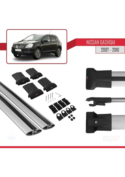 Nissan Qashqai 2007-2010 Arası ile Uyumlu Fly Model Ara Atkı Tavan Barı Gri indirimleri