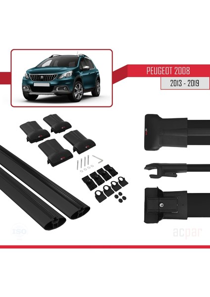 Peugeot 2008 2013-2019 Arası ile Uyumlu Fly Model Ara Atkı Tavan Barı Siyah indirimleri