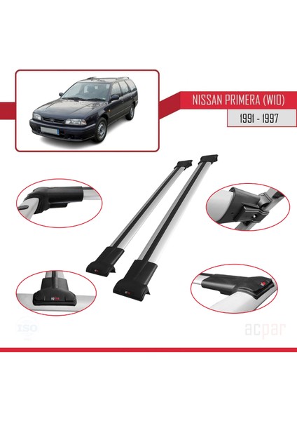 Nissan Primera (W10) 1991-1997 Arası ile Uyumlu Fly Model Ara Atkı Tavan Barı Gri fırsatları