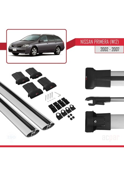Nissan Primera (W12) 2002-2007 Arası ile Uyumlu Fly Model Ara Atkı Tavan Barı Gri indirimleri