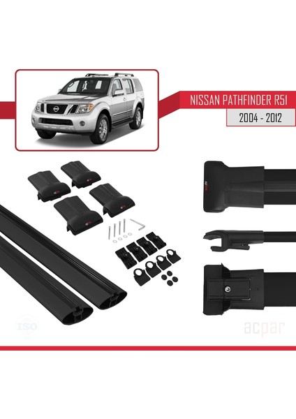 Nissan Pathfinder (R51) 2004-2012 Arası ile Uyumlu Fly Model Ara Atkı Tavan Barı Siyah indirimleri