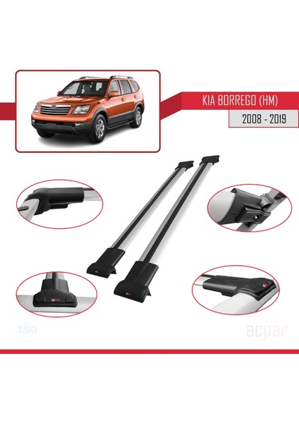 Kia Borrego (Hm) 2008-2019 Arası ile Uyumlu Fly Model Ara Atkı Tavan Barı Gri fırsatları